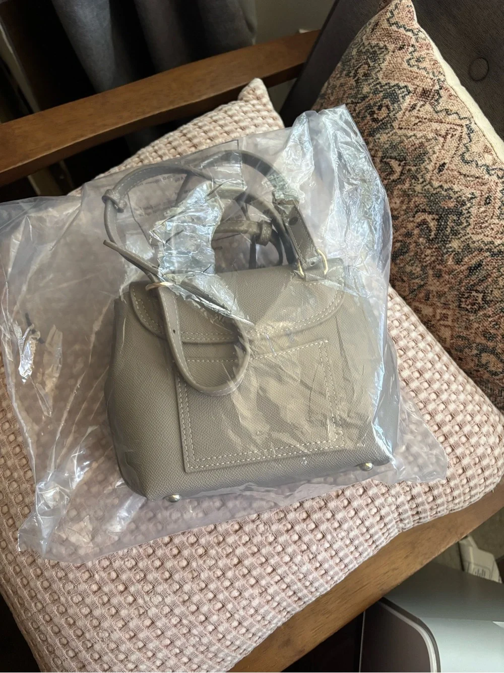 Structured Taupe Top-Handle Satchel for Women